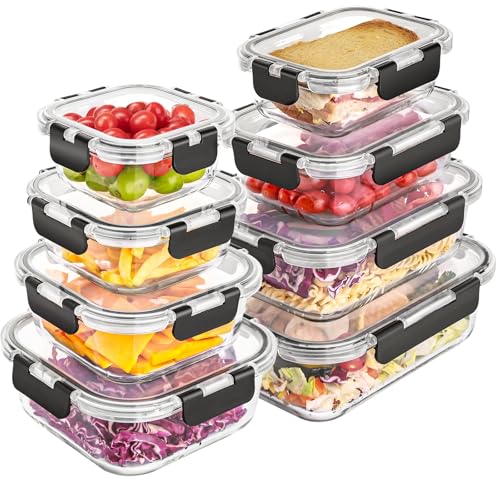 Liuruiyu 8 Pack Glass Food Storage Containers with Lids, Meal Prep Containers, Airtight Bento Boxes with Leak Proof Locking for Microwave, Oven, Freezer and Dishwasher, BPA Free - My Kitchen Products