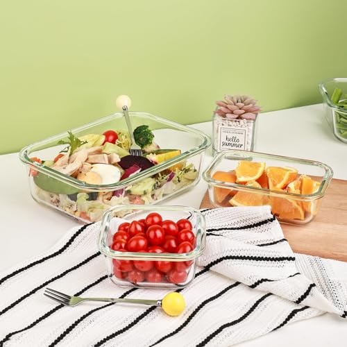 Liuruiyu 8 Pack Glass Food Storage Containers with Lids, Meal Prep Containers, Airtight Bento Boxes with Leak Proof Locking for Microwave, Oven, Freezer and Dishwasher, BPA Free - My Kitchen Products