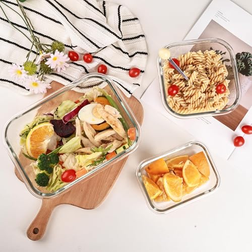 Liuruiyu 8 Pack Glass Food Storage Containers with Lids, Meal Prep Containers, Airtight Bento Boxes with Leak Proof Locking for Microwave, Oven, Freezer and Dishwasher, BPA Free - My Kitchen Products