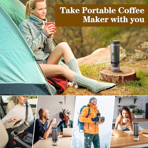 Lmozim Portable Espresso Maker, Travel Coffee Maker for camping, Portable Espresso Machine with USB-C, 3-in-1 Small Espresso Machine with Ground Coffee & Capsules (NS＆DG) for RV, Hiking (Grey) - My Kitchen Products
