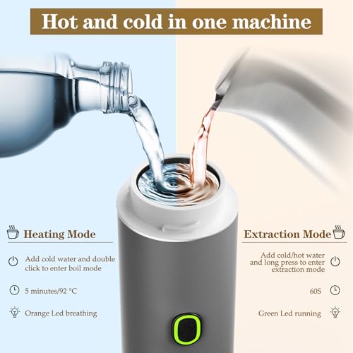 Lmozim Portable Espresso Maker, Travel Coffee Maker for camping, Portable Espresso Machine with USB-C, 3-in-1 Small Espresso Machine with Ground Coffee & Capsules (NS＆DG) for RV, Hiking (Grey) - My Kitchen Products