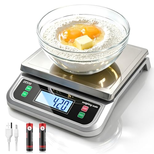 LNXDMWMS 88lb/40kg Food Scale with 6 Unit Stainless Steel Commercial Kitchen Scale, with Full View LCD Display Large Kitchen Scale with Tare and Pcs Funtion for Baking, Cooking, Flour, Fruits Silver - My Kitchen Products