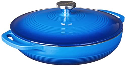 Lodge Essential Enamel Braiser 3.5 Quart - Refrigerator- & Oven-Safe up to 500° F - Heat-Retaining, Induction-Safe & PFAS-Free Enamel Cookware - Caribbean Blue - My Kitchen Products