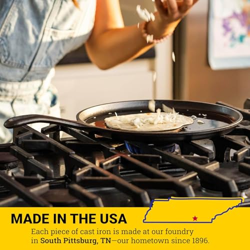 Lodge Round Seasoned Cast Iron Griddle 10.5 Inches - Round-Shaped, Pre-Seasoned Iron Griddle Pan - Non-Toxic, PFAS-Free Cookware - Compatible with Stovetop, Oven, Grill, or Campfire - My Kitchen Products
