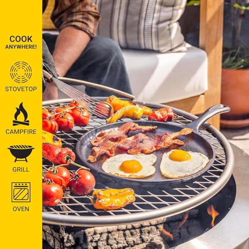 Lodge Round Seasoned Cast Iron Griddle 10.5 Inches - Round-Shaped, Pre-Seasoned Iron Griddle Pan - Non-Toxic, PFAS-Free Cookware - Compatible with Stovetop, Oven, Grill, or Campfire - My Kitchen Products