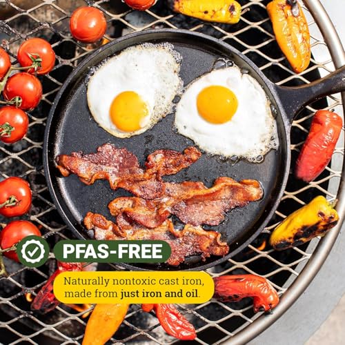 Lodge Round Seasoned Cast Iron Griddle 10.5 Inches - Round-Shaped, Pre-Seasoned Iron Griddle Pan - Non-Toxic, PFAS-Free Cookware - Compatible with Stovetop, Oven, Grill, or Campfire - My Kitchen Products