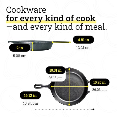Lodge Seasoned Cast Iron Skillet 10.25 Inches - PFAS-Free, Non-Toxic Cookware - Use with an Oven, Stove, Grill, or Campfire - Naturally Non-Stick & Oven Safe - My Kitchen Products