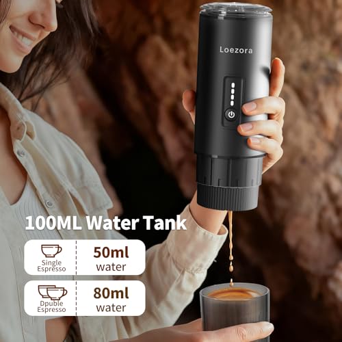 Loezora Portable Espresso Machine, 20Bar Self‑Heating & Cold Brew Coffee Maker, Rechargeable 7500mAh, 3‑in‑1 for Nespresso & Ground Coffee, Travel Coffee Machine for Camping Car (Black) - My Kitchen Products