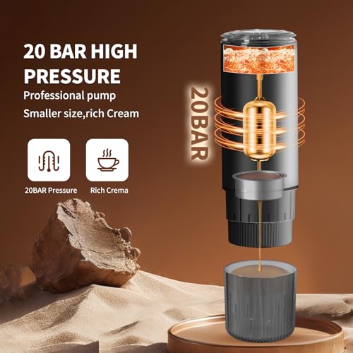 Loezora Portable Espresso Machine, 20Bar Self‑Heating & Cold Brew Coffee Maker, Rechargeable 7500mAh, 3‑in‑1 for Nespresso & Ground Coffee, Travel Coffee Machine for Camping Car (Black) - My Kitchen Products