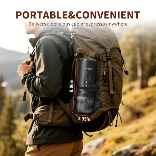 Loezora Portable Espresso Machine, 20Bar Self‑Heating & Cold Brew Coffee Maker, Rechargeable 7500mAh, 3‑in‑1 for Nespresso & Ground Coffee, Travel Coffee Machine for Camping Car (Black) - My Kitchen Products