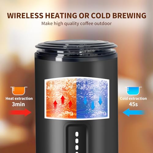 Loezora Portable Espresso Machine, 20Bar Self‑Heating & Cold Brew Coffee Maker, Rechargeable 7500mAh, 3‑in‑1 for Nespresso & Ground Coffee, Travel Coffee Machine for Camping Car (Black) - My Kitchen Products