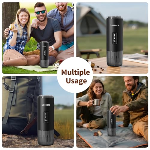 Loezora Portable Espresso Machine, 20Bar Self‑Heating & Cold Brew Coffee Maker, Rechargeable 7500mAh, 3‑in‑1 for Nespresso & Ground Coffee, Travel Coffee Machine for Camping Car (Black) - My Kitchen Products
