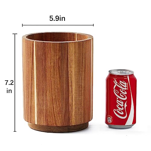 LOHONER Acacia Wood Utensil Holder, 360° Rotating, Large Countertop Organizer, Farmhouse Kitchen Decor - My Kitchen Products