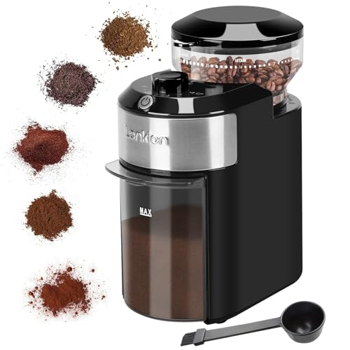 Lonkion Burr Coffee Grinder Electric - Adjustable Burr Grinder with 28 Precise Grind Settings for 12 Cups - Coffee Grinders for Home Use - Professional Coffee Bean Grinder - Stainless Steel - My Kitchen Products