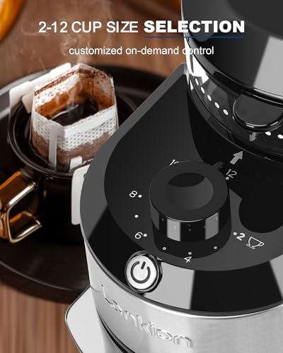 Lonkion Burr Coffee Grinder Electric - Adjustable Burr Grinder with 28 Precise Grind Settings for 12 Cups - Coffee Grinders for Home Use - Professional Coffee Bean Grinder - Stainless Steel - My Kitchen Products
