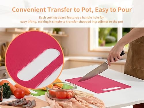 Luckyiren Plastic Cutting Board Set, 3 Pack Small Chopping Boards for Kitchen, BPA-Free, Dishwasher Safe, Color Coded Boards Pads for Meat Vegetable Fruit, Easy Grip Handle, Non-Slip, Space Saving - My Kitchen Products
