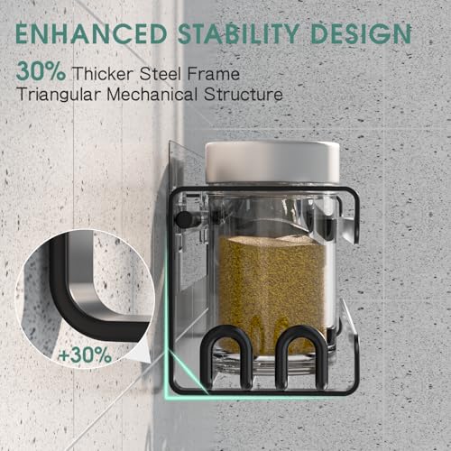 LUCYCAZ 2 Pack Wall Mounted Spice Rack with 8 Hooks, Spice Organizer Shelf for Stove Cabinet Pantry Door,Screw or Adhesive Spice Shelf Hanging Wall Spice Rack in Kitchen and RV (Black, 2 PACK) - My Kitchen Products