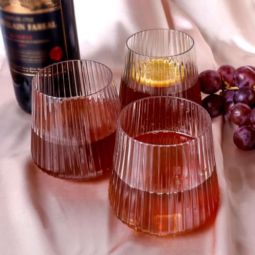 Lueumxc 40 Pack Plastic Ribbed Wine Glasses, 14Oz Origami Disposable Wine Glasses Unbreakable Clear Plastic Cocktail Glasses Recyclable Shatterproof Reusable Wine Cups (14oz 40pack) - My Kitchen Products