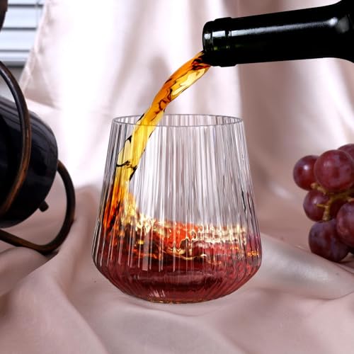 Lueumxc 40 Pack Plastic Ribbed Wine Glasses, 14Oz Origami Disposable Wine Glasses Unbreakable Clear Plastic Cocktail Glasses Recyclable Shatterproof Reusable Wine Cups (14oz 40pack) - My Kitchen Products