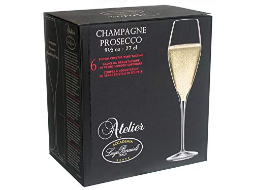 Luigi Bormioli Atelier 9.25 oz Champagne Glasses, 6 Count (Pack of 1), Clear - My Kitchen Products