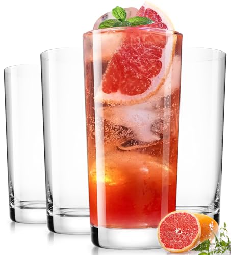 LUNA & MANTHA Drinking Water Glasses Set, Lead-Free Crystal Highball