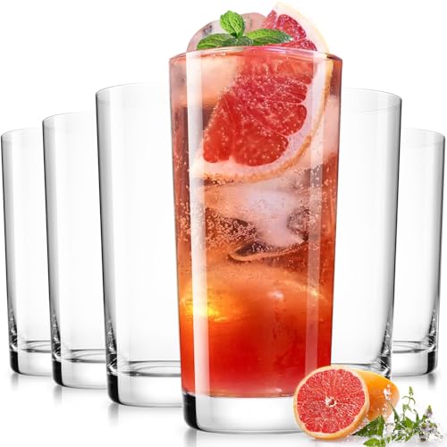 LUNA & MANTHA Drinking Water Glasses Set, Lead-Free Crystal Highball