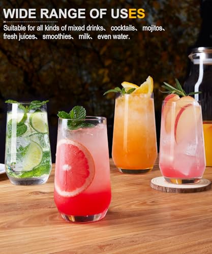 LUNA & MANTHA Drinking Water Glasses Set, Lead-Free Crystal Highball Glass, Tall Glass Cups for Cocktail Parties,Clear set of 8,16.2oz - My Kitchen Products