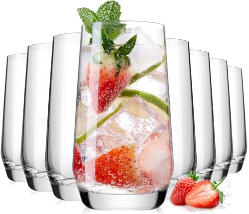 LUNA & MANTHA Drinking Water Glasses Set, Lead-Free Crystal Highball