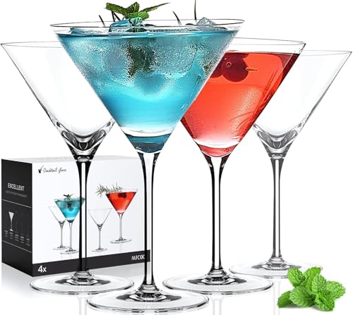 LUNA & MANTHA Martini Glasses, Martini Cocktail Glasses for Margarita, Manhattan, Cosmopolitan, Espresso, Home