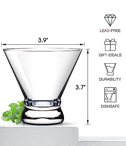LUNA & MANTHA Martini Glasses, Martini Cocktail Glasses for Margarita, Manhattan, Cosmopolitan, Espresso, Home Bar, Evening Parties, Birthdays, Housewarming Gift,Set of 6-8oz - My Kitchen Products