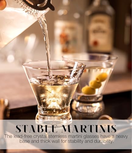 LUNA & MANTHA Martini Glasses, Martini Cocktail Glasses for Margarita, Manhattan, Cosmopolitan, Espresso, Home Bar, Evening Parties, Birthdays, Housewarming Gift,Set of 6-8oz - My Kitchen Products