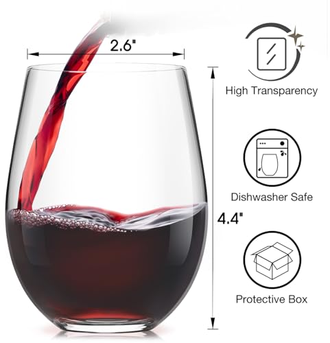 LUNA & MANTHA Stemless Wine Glasses, Crystal Red White Wine Glasses for Daily Use, Hosting, Home Bar, Evening Party, Birthdays, Shower, Housewarming Gift,Set of 12-15oz - My Kitchen Products