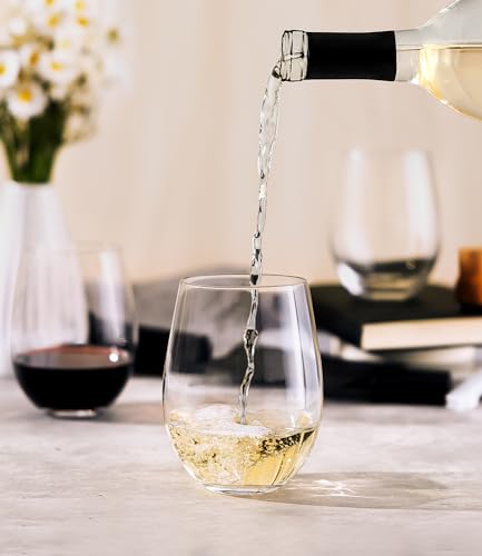 LUNA & MANTHA Stemless Wine Glasses, Crystal Red White Wine Glasses for Daily Use, Hosting, Home Bar, Evening Party, Birthdays, Shower, Housewarming Gift,Set of 4-18oz - My Kitchen Products