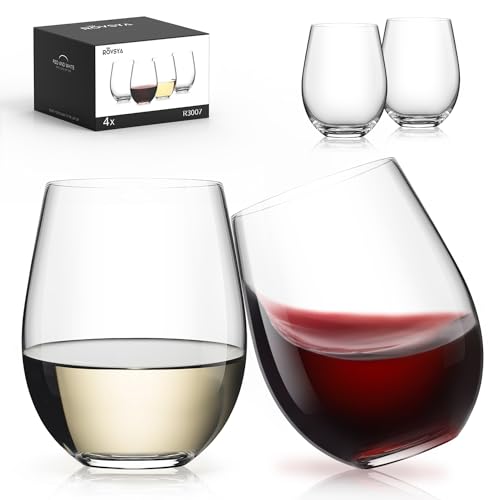 LUNA & MANTHA Stemless Wine Glasses, Crystal Red White Wine Glasses for Daily Use, Hosting, Home Bar, Evening