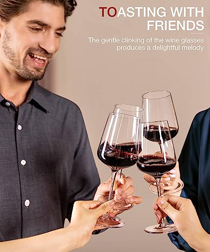 LUNA & MANTHA Wine Glasses Set of 4, 15 oz Hand Blown Crystal Red White Wine Glasses with Stem, Ideal Gift for Set, Toasting at Weddings or Birthdays - My Kitchen Products