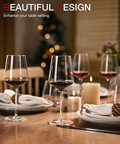 LUNA & MANTHA Wine Glasses Set of 4, 15 oz Hand Blown Crystal Red White Wine Glasses with Stem, Ideal Gift for Set, Toasting at Weddings or Birthdays - My Kitchen Products