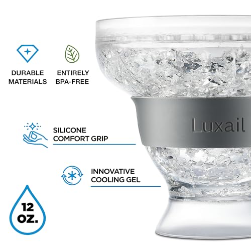 luxail Margarita Glasses, Plastic Margarita glasses Set of 4, Double Wall Insulated, Stemless Freeze Cooling Cups With Gel, Chiller Set of 4 Grey, 12 Oz Capacity, Margarita gifts - My Kitchen Products