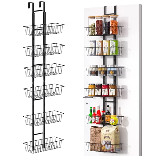LUXEAR Over the Door Pantry Organizer, 6-Tier Adjustable Over the Door Hanging Spice