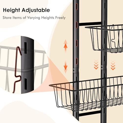 LUXEAR Over the Door Pantry Organizer, 6-Tier Adjustable Over the Door Hanging Spice Rack, No-Assembly Foldable Metal Over the Door Organizer for Kitchen, Home, Laundry Room, Bathroom - My Kitchen Products