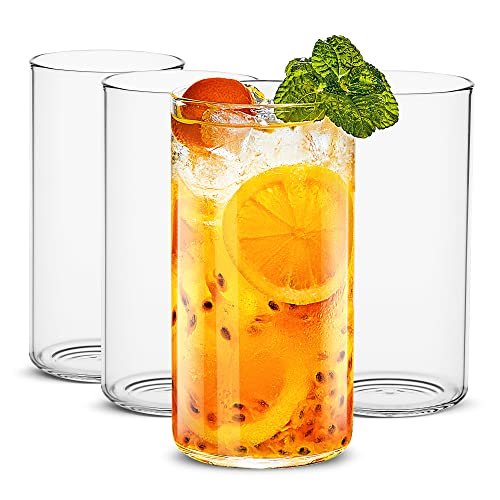 LUXU Drinking Glasses 19 oz, Thin Highball Glasses Set of 4,Clear Tall Glass Cups For Water, Juice, Beer
