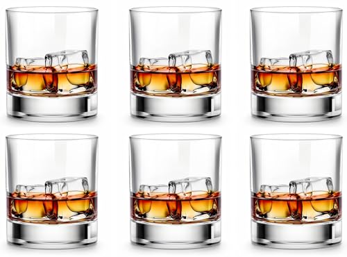 LUXU Whiskey Glasses-Premium 11 OZ Scotch Glass Set of 6 /Old Fashioned Whiskey Glasses/Style Glassware for Bourbon/Rum