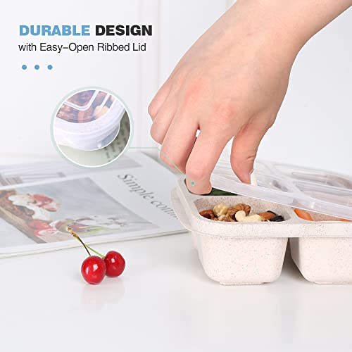 Lvcksturoge 4 Pack Snack Containers, 4 Compartments Bento Snack Box, Reusable Meal Prep Lunch Containers for Kids Adults, Divided Food Storage Containers for School Work Travel - My Kitchen Products