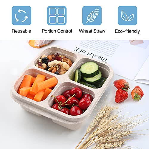 Lvcksturoge 4 Pack Snack Containers, 4 Compartments Bento Snack Box, Reusable Meal Prep Lunch Containers for Kids Adults, Divided Food Storage Containers for School Work Travel - My Kitchen Products