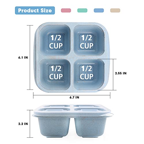 Lvcksturoge 4 Pack Snack Containers, 4 Compartments Bento Snack Box, Reusable Meal Prep Lunch Containers for Kids Adults, Divided Food Storage Containers for School Work Travel - My Kitchen Products