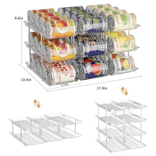 LXLXXL Can Organizer For Pantry Canned Food Goods Organizer For Cabinet Clear Automatic Rolling Can Storage Organizer Pantry Holders Rack, Holds Up to 36 Cans - My Kitchen Products