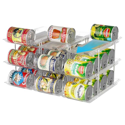 LXLXXL Can Organizer For Pantry Canned Food Goods Organizer For Cabinet Clear Automatic Rolling Can Storage Organizer Pantry
