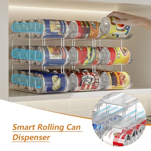 LXLXXL Can Organizer For Pantry Canned Food Goods Organizer For Cabinet Clear Automatic Rolling Can Storage Organizer Pantry Holders Rack, Holds Up to 36 Cans - My Kitchen Products