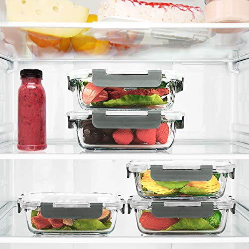M MCIRCO 10-Pack,22 Oz Glass Meal Prep Containers,Glass Food Storage Containers with lids,Lunch Containers,Microwave, Oven, Freezer and Dishwasher (Gray) - My Kitchen Products