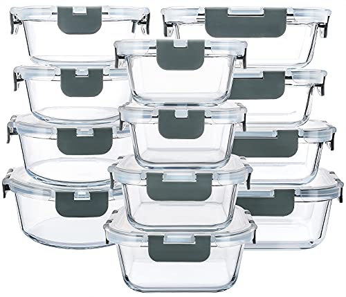 M MCIRCO 24-Piece Glass Food Storage Containers with Upgraded Snap Locking Lids,Glass Meal Prep Containers Set - Airtight Lunch Containers, Microwave, Oven, Freezer and Dishwasher - My Kitchen Products