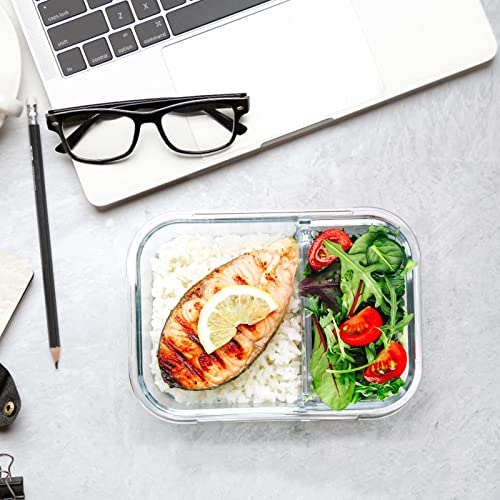 M MCIRCO [5-Pack,36 Oz] Glass Meal Prep Containers 2 Compartments Portion Control with Upgraded Snap Locking Lids Glass Food Storage Containers, Microwave, Oven, Freezer and Dishwasher (4.5 Cups) - My Kitchen Products